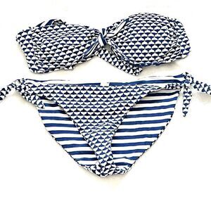 New Vineyard Vines Whale Logo Reversible Bandeau Bikini Sz Womens S/M
